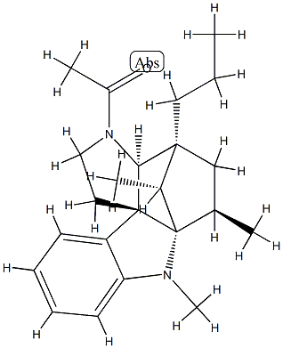 (3β,5α,12β,19α,20R)-9-Acetyl-1,3-dimethyl-2α,20-cyclo-8,9-secoaspidospermidine Struktur