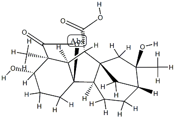 2β,4aα,8α-Trihydroxy-1β,8β-dimethylgibbane-1α,10β-dicarboxylic acid 1,4a-lactone Struktur