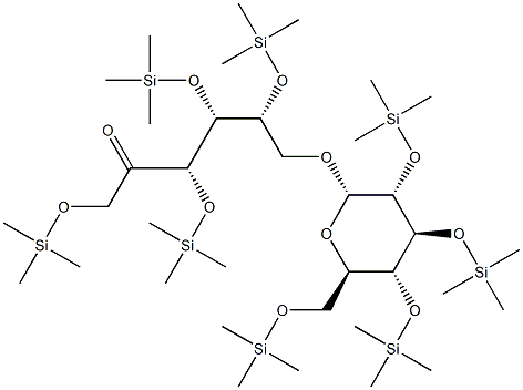 6-O-[2-O,3-O,4-O,6-O-Tetrakis(trimethylsilyl)-α-D-glucopyranosyl]-1-O,3-O,4-O,5-O-tetrakis(trimethylsilyl)-D-fructose Struktur