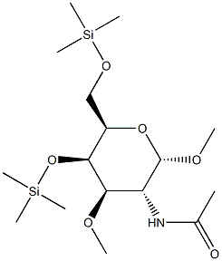 Methyl 2-(acetylamino)-4-O,6-O-bis(trimethylsilyl)-3-O-methyl-2-deoxy-α-D-galactopyranoside Struktur