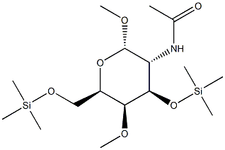 Methyl 2-(acetylamino)-4-O-methyl-3-O,6-O-bis(trimethylsilyl)-2-deoxy-α-D-galactopyranoside Struktur