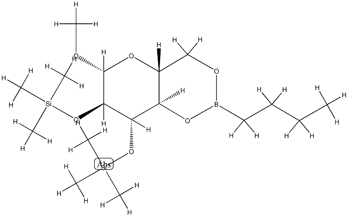 beta-D-Glucopyranoside, methyl 2,3-bis-O-(trimethylsilyl)-, cyclic but ylboronate Struktur