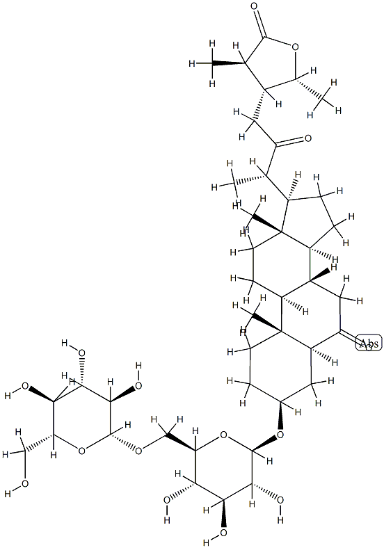 (24R,25R,28R)-3β-[(6-O-β-D-Glucopyranosyl-β-D-glucopyranosyl)oxy]-28-hydroxy-6,22-dioxo-5α-stigmastan-26-oic acid γ-lactone Struktur