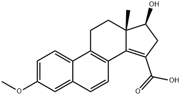 (13S,17β)-12,13,16,17-Tetrahydro-17-hydroxy-3-methoxy-13-methyl-11H-cyclopenta[a]phenanthrene-15-carboxylic acid Struktur