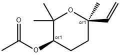 2H-Pyran-3-ol, 6-ethenyltetrahydro-2,2,6-trimethyl-, acetate, (3R,6R)- rel- Struktur