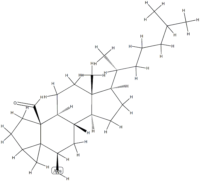 6β-Hydroxy-3,5-cyclocholestan-19-al Struktur