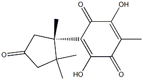 3,6-Dihydroxy-5-methyl-2-[(S)-1,2,2-trimethyl-4-oxocyclopentan-1α-yl]-2,5-cyclohexadiene-1,4-dione Struktur