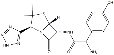 α-Amino-N-[(2S,5β)-3,3-dimethyl-7-oxo-2β-(1H-tetrazol-5-yl)-4-thia-1-azabicyclo[3.2.0]heptan-6α-yl]-4-hydroxybenzeneacetamide Struktur