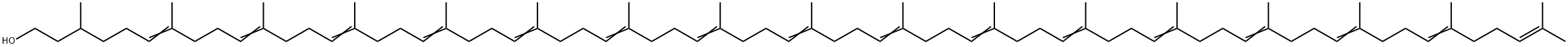 3,7,11,15,19,23,27,31,35,39,43,47,51,55,59,63,67-Heptadecamethyl-6,10,14,18,22,26,30,34,38,42,46,50,54,58,62,66-octahexacontahexadecen-1-ol Struktur