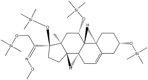 3β,11β,17,21-Tetrakis(trimethylsiloxy)pregn-5-en-20-one O-methyl oxime Struktur