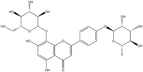 4'-(6-Deoxy-α-L-mannopyranosyloxy)-8-(β-D-glucopyranosyloxy)-5,7-dihydroxyflavone Struktur