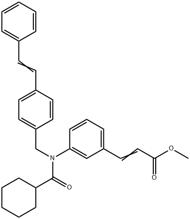 (E)-methyl 3-(3-(N-(4-styrylbenzyl)cyclohexanecarboxamido)phenyl)acrylate Struktur