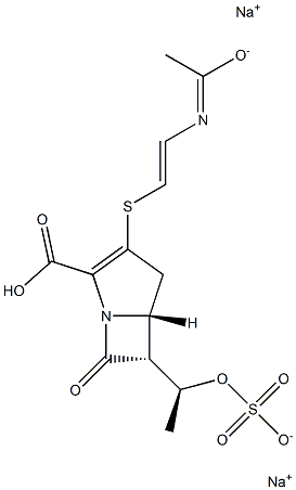 (5R)-3-[[(E)-2-(Acetylamino)ethenyl]thio]-6α-[(S)-1-(sulfooxy)ethyl]-7-oxo-1-azabicyclo[3.2.0]hept-2-ene-2-carboxylic acid disodium salt Struktur