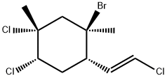 (1R)-1β-Bromo-4α,5α-dichloro-2α-[(E)-2-chloroethenyl]-1,5-dimethylcyclohexane Struktur