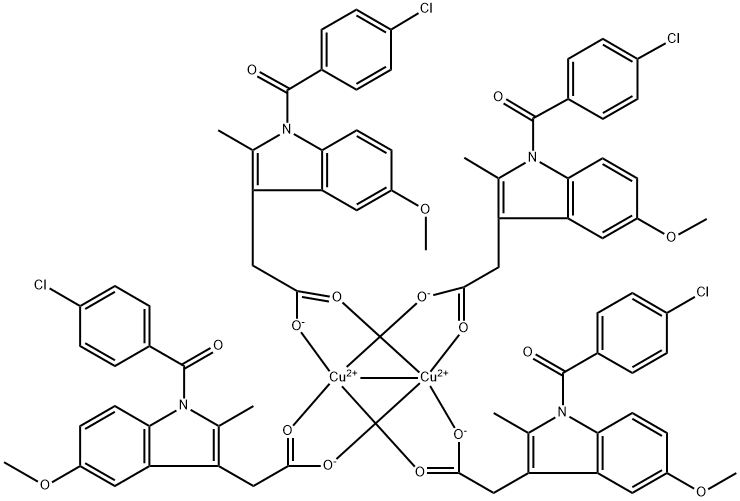 Copper, tetrakis.mu.-1-(4-chlorobenzoyl)-5-methoxy-2-methyl-1H-indole-3-acetato-O3:O3di-, (Cu-Cu) Struktur