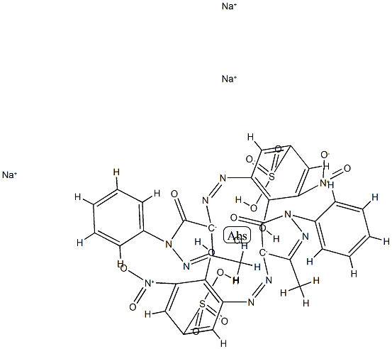 trisodium bis[3-[(4,5-dihydro-3-methyl-5-oxo-1-phenyl-1H-pyrazol-4-yl)azo]-4-hydroxy-5-nitrobenzenesulphonato(3-)]chromate(3-) Struktur