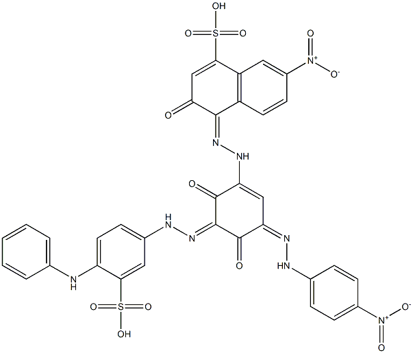 1-Naphthalenesulfonic acid, 4-2,4-dihydroxy(4-nitrophenyl)azo4-(phenylamino)-3-sulfophenylazophenylazo-3-hydroxy-7-nitro- Struktur