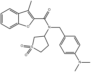 2-Benzofurancarboxamide,N-[[4-(dimethylamino)phenyl]methyl]-3-methyl-N-(tetrahydro-1,1-dioxido-3-thienyl)-(9CI) Struktur