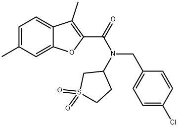 2-Benzofurancarboxamide,N-[(4-chlorophenyl)methyl]-3,6-dimethyl-N-(tetrahydro-1,1-dioxido-3-thienyl)-(9CI) Struktur