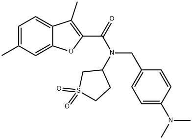 2-Benzofurancarboxamide,N-[[4-(dimethylamino)phenyl]methyl]-3,6-dimethyl-N-(tetrahydro-1,1-dioxido-3-thienyl)-(9CI) Struktur