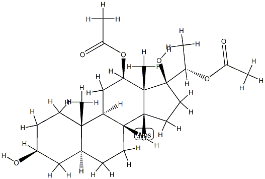 (17S,20S)-5α-Pregnane-3β,12β,14β,17,20-pentol 12,20-diacetate Struktur