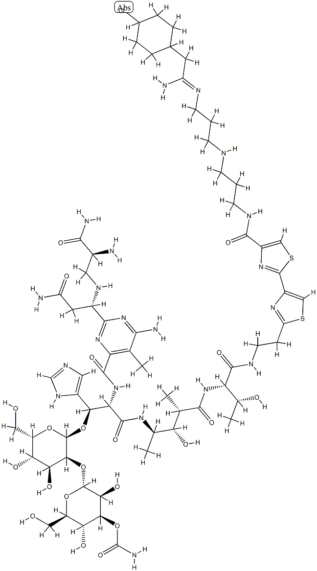 Bleomycinamide, N(sup 1)-(3-((3-((2-(4-chlorocyclohexyl)-1-iminoethyl) amino)propyl)amino)propyl)- Struktur