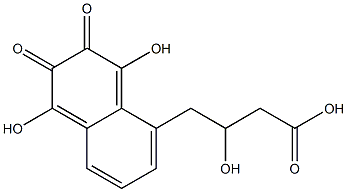 (-)-7,8-Dihydro-β,5,6-trihydroxy-7,8-dioxo-1-naphthalenebutyric acid Struktur