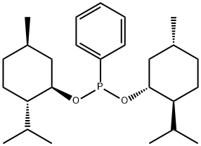 Phenylphosphonous acid bis[(1R,2S,5R)-5β-methyl-2α-(1-methylethyl)cyclohexyl] ester Struktur