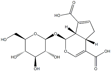 (1S)-1α-(β-D-Glucopyranosyloxy)-1,4aα,5,7aα-tetrahydrocyclopenta[c]pyran-4,7-dicarboxylic acid Struktur