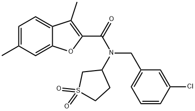 2-Benzofurancarboxamide,N-[(3-chlorophenyl)methyl]-3,6-dimethyl-N-(tetrahydro-1,1-dioxido-3-thienyl)-(9CI) Struktur