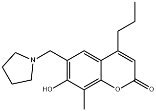 7-hydroxy-8-methyl-4-propyl-6-(1-pyrrolidinylmethyl)-2H-chromen-2-one Struktur