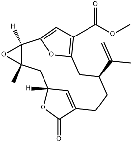 4-Methyl-12-(1-methylvinyl)-8-oxo-3,7,17-trioxatetracyclo[12.2.1.16,9.02,4]octadeca-9(18),14,16(1)-triene-15-carboxylic acid methyl ester Struktur