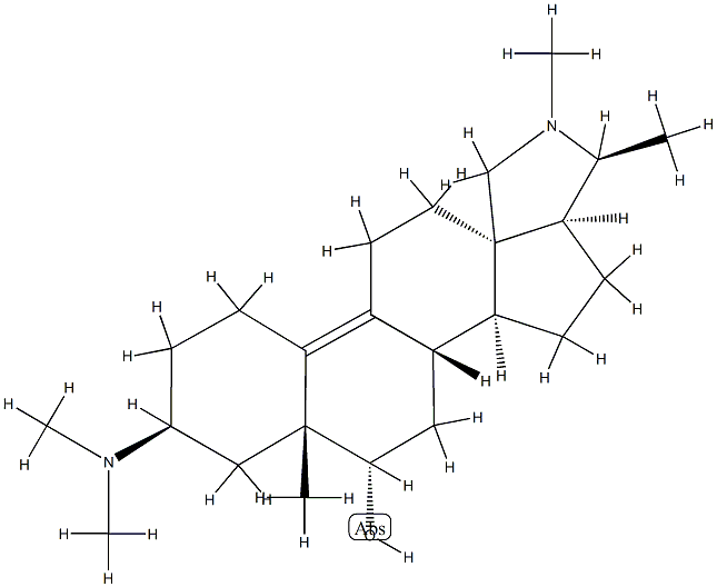 3β-(Dimethylamino)-5-methyl-19-nor-5β-conanin-9-en-6α-ol Struktur