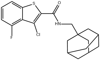 Benzo[b]thiophene-2-carboxamide, 3-chloro-4-fluoro-N-(tricyclo[3.3.1.13,7]dec-1-ylmethyl)- (9CI) Struktur