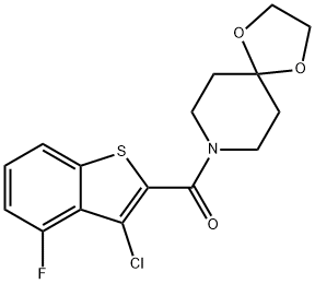 1,4-Dioxa-8-azaspiro[4.5]decane,8-[(3-chloro-4-fluorobenzo[b]thien-2-yl)carbonyl]-(9CI) Struktur