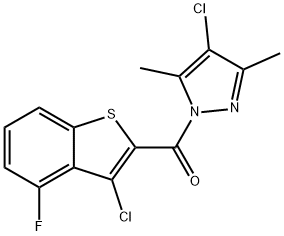 1H-Pyrazole,4-chloro-1-[(3-chloro-4-fluorobenzo[b]thien-2-yl)carbonyl]-3,5-dimethyl-(9CI) Struktur