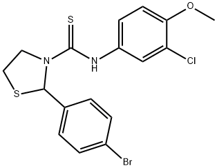 3-Thiazolidinecarbothioamide,2-(4-bromophenyl)-N-(3-chloro-4-methoxyphenyl)-(9CI) Struktur