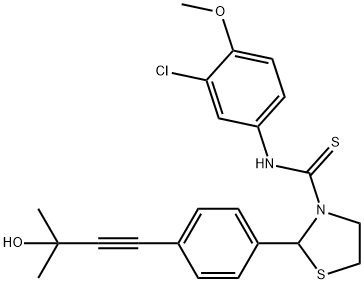 3-Thiazolidinecarbothioamide,N-(3-chloro-4-methoxyphenyl)-2-[4-(3-hydroxy-3-methyl-1-butynyl)phenyl]-(9CI) Struktur