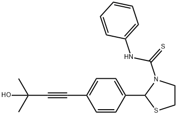 3-Thiazolidinecarbothioamide,2-[4-(3-hydroxy-3-methyl-1-butynyl)phenyl]-N-phenyl-(9CI) Struktur