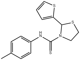 3-Thiazolidinecarbothioamide,N-(4-methylphenyl)-2-(2-thienyl)-(9CI) Struktur