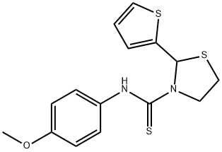 3-Thiazolidinecarbothioamide,N-(4-methoxyphenyl)-2-(2-thienyl)-(9CI) Struktur