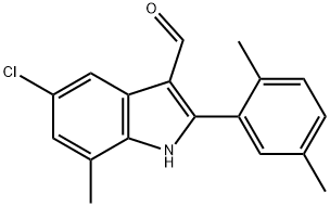 1H-Indole-3-carboxaldehyde,5-chloro-2-(2,5-dimethylphenyl)-7-methyl-(9CI) Struktur