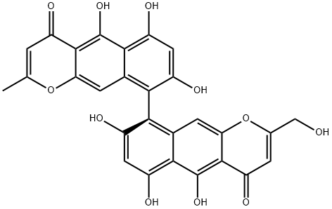 [aR,(-)]-5,5',6,6',8,8'-Hexahydroxy-2-hydroxymethyl-2'-methyl-9,9'-bi[4H-naphtho[2,3-b]pyran]-4,4'-dione Struktur