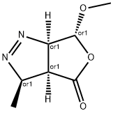 4H-Furo[3,4-c]pyrazol-4-one,3,3a,6,6a-tetrahydro-6-methoxy-3-methyl-,(3R,3aS,6R,6aR)-rel- Struktur