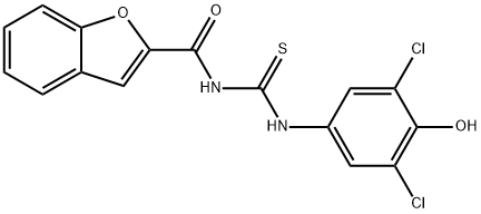 2-Benzofurancarboxamide,N-[[(3,5-dichloro-4-hydroxyphenyl)amino]thioxomethyl]-(9CI) Struktur