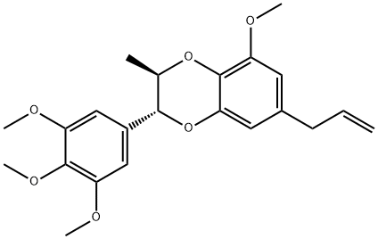 (2R)-2,3-Dihydro-5-methoxy-3β-methyl-7-(2-propenyl)-2α-(3,4,5-trimethoxyphenyl)-1,4-benzodioxin Struktur