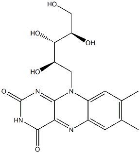 1-Deoxy-1-(3,4-dihydro-7,8-dimethyl-2,4-dioxobenzo[g]pteridin-10(2H)-yl)-D-arabinitol Struktur