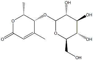 (5R)-5β-(β-D-Glucopyranosyloxy)-5,6-dihydro-4,6β-dimethyl-2H-pyran-2-one Struktur