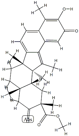 (20S)-3-Hydroxy-11-methyl-2,21-dioxo-C,24,25-trinor-D:C-friedoolean-1(10),3,5,7,9(11)-penten-29-oic acid methyl ester Struktur