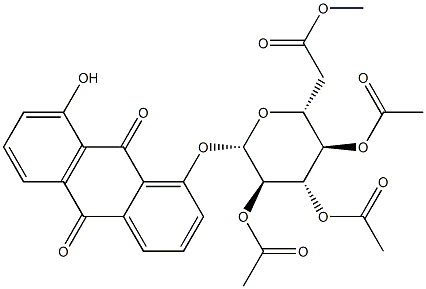 8-Hydroxy-1-(2-O,3-O,4-O,6-O-tetraacetyl-β-D-glucopyranosyloxy)-9,10-anthracenedione Struktur